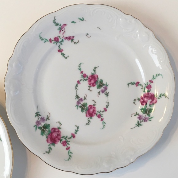 *Read Description* Set of 2 1940s Wawel Rose Garden Bread & Butter Plates Flawed - Picture 5 of 12